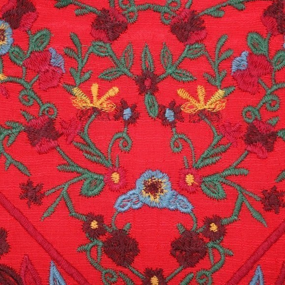 Umgee Boho Babydoll Short‎ Mini Dress Red Floral Embroidered S Small - Picture 8 of 12